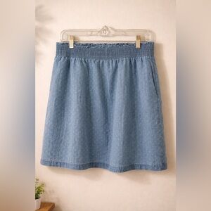 J.Crew Sustainable Women 8 Textured Dot Mini Skirt Boho Stretchy Waist Capsule